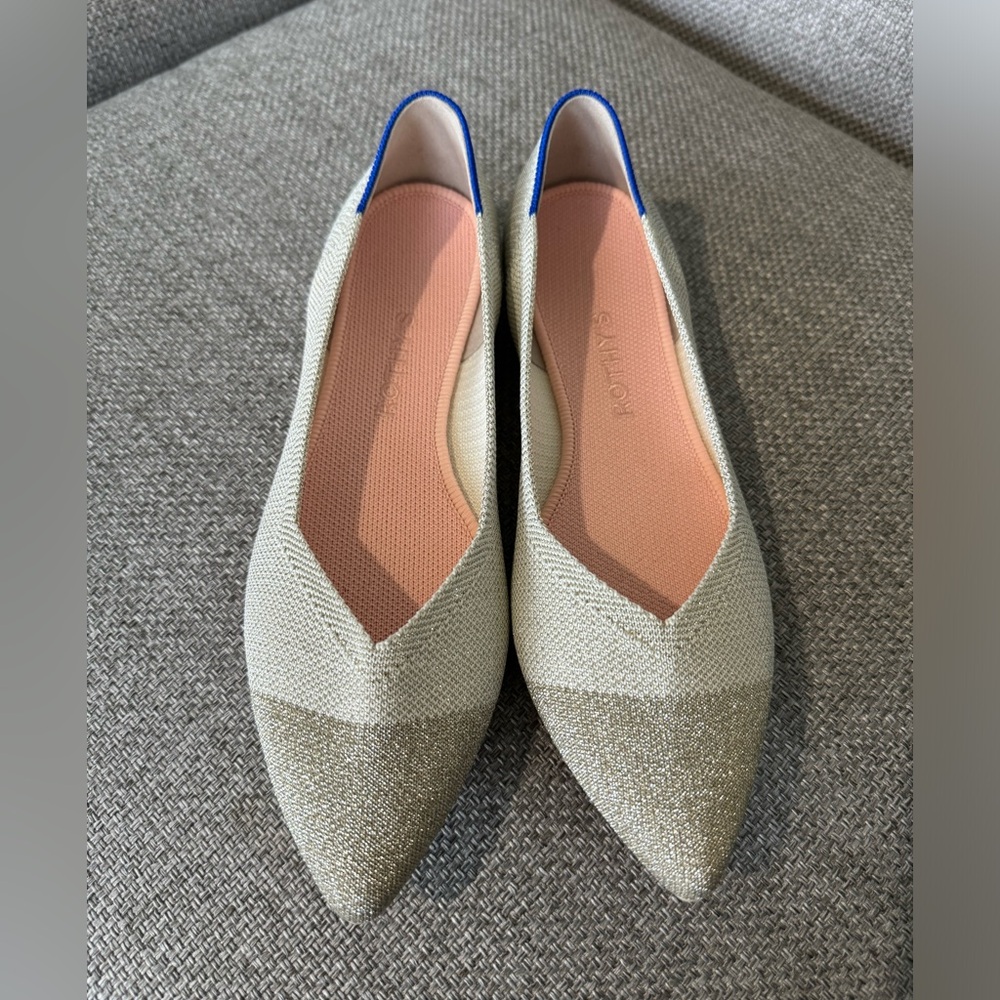 Brand new Rothy’s “The Point” in size 9, Diamond Metallic.